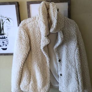 Cream Sherpa Bottom Up Jacket-Small NEW  with tags